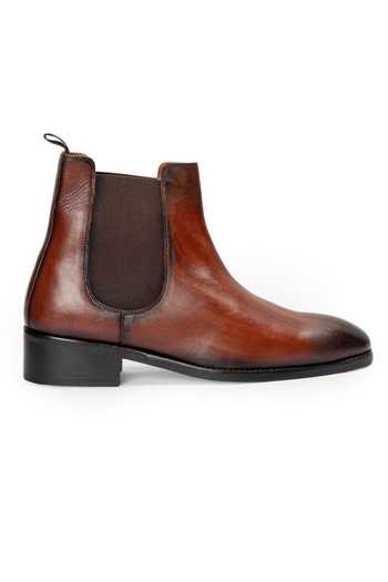 Domani Brown Charles Patina Leather Boots Online at Aza Fashions Domani_Brown Charles Patina Leather Boots _Online_at_Aza_Fashions