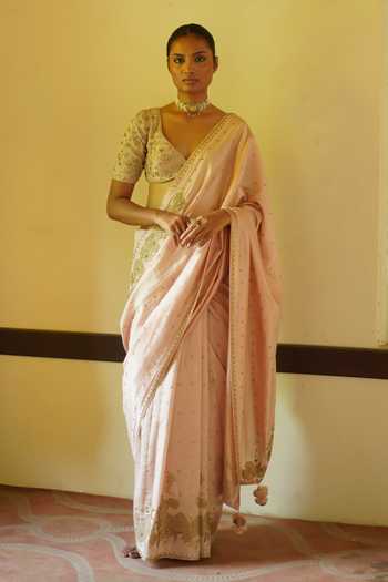 Deep Thee Silk Embroidered Saree With Blouse