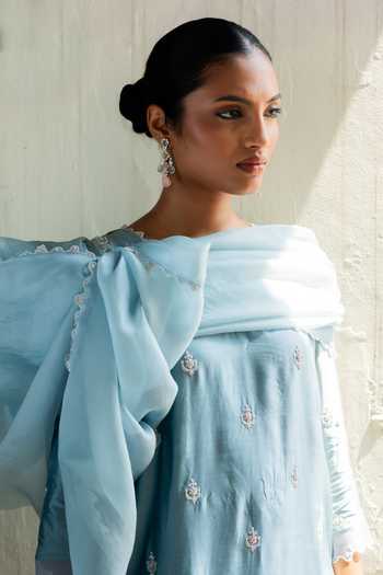 Deep Thee Sky Blue Silk Boat Neck Hand Embroidered Kurta Set Online at Aza Fashions Deep Thee_Sky Blue Silk Boat Neck Hand Embroidered Kurta Set _Online_at_Aza_Fashions