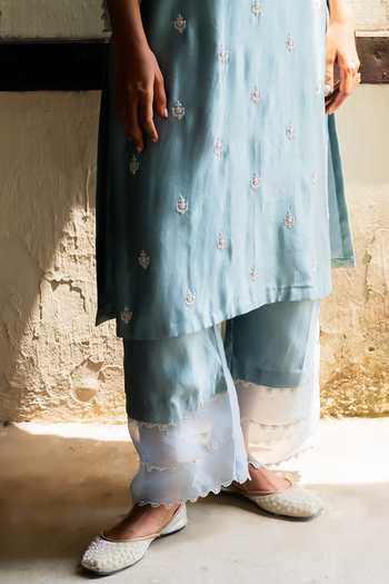 Buy Deep Thee Sky Blue Silk Boat Neck Hand Embroidered Kurta Set Online at Aza Fashions Buy_Deep Thee_Sky Blue Silk Boat Neck Hand Embroidered Kurta Set _Online_at_Aza_Fashions