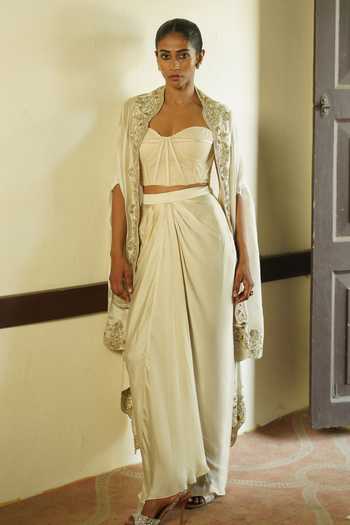 Deep Thee Embroidered Cape Skirt Set