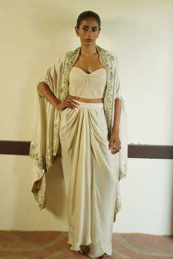 Deep Thee Embroidered Cape Skirt Set