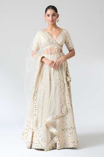 Gopi Vaid Embroidered Mirror Work Lehenga Set 