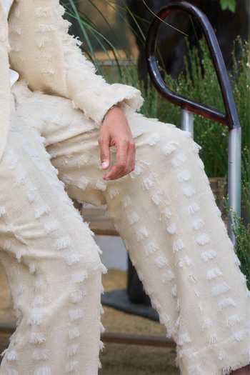 Buy_Dash And Dot_Ivory Cotton, Acrylic Textured Frayed Pant _Online_at_Aza_Fashions