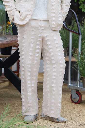 Buy_Dash And Dot_Ivory Cotton, Acrylic Textured Pattern Blazer Set 