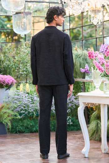 Dash And Dot Textured Knotted Shirt & Pant Set 