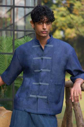Dash And Dot Denim Knot Button Shirt 