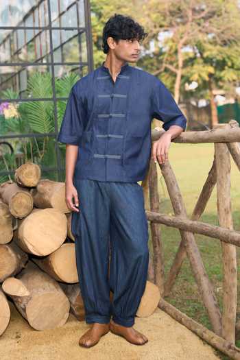 Dash And Dot Denim Box Pleat Pant