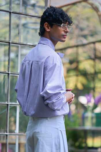 Dash And Dot Neck Tie Pinstripe Shirt 