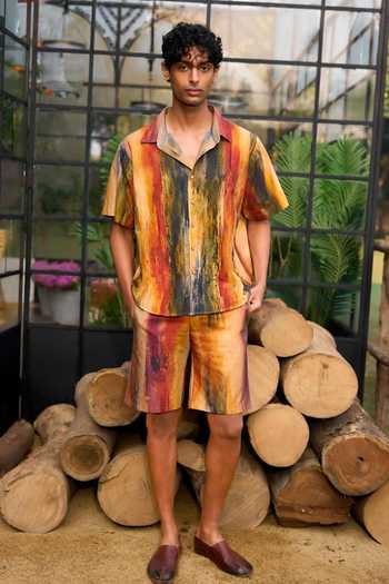 Dash and Dot Multi Color Cotton, Linen Abstract Watercolour Shirt Online at Aza Fashions Dash and Dot_Multi Color Cotton, Linen Abstract Watercolour Shirt _Online_at_Aza_Fashions