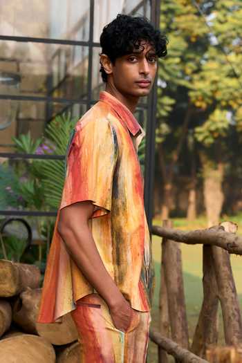 Buy Dash and Dot Multi Color Cotton, Linen Abstract Watercolour Shirt Online at Aza Fashions Buy_Dash and Dot_Multi Color Cotton, Linen Abstract Watercolour Shirt _Online_at_Aza_Fashions