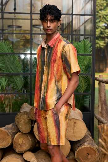 Shop Dash and Dot Multi Color Cotton, Linen Abstract Watercolour Shirt Online at Aza Fashions Shop_Dash and Dot_Multi Color Cotton, Linen Abstract Watercolour Shirt _Online_at_Aza_Fashions