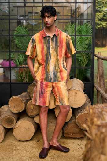 Buy Dash and Dot Multi Color Cotton, Linen Abstract Watercolour Shirt Buy_Dash and Dot_Multi Color Cotton, Linen Abstract Watercolour Shirt