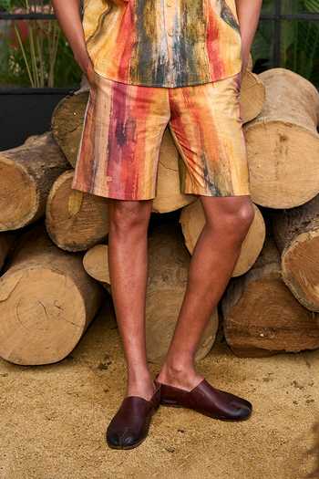 Buy Dash And Dot Multi Color Cotton, Linen Abstract Watercolour Print Shorts Set Buy_Dash And Dot_Multi Color Cotton, Linen Abstract Watercolour Print Shorts Set