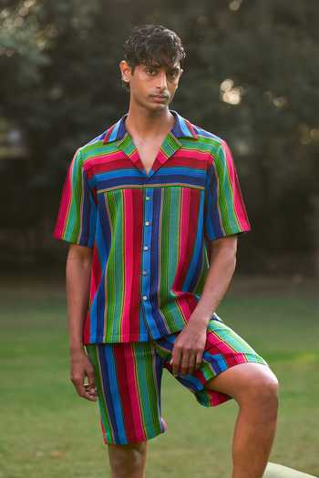 Buy Dash and Dot Multi Color Cotton, Acrylic Serape Stripe Shirt Online at Aza Fashions Buy_Dash and Dot_Multi Color Cotton, Acrylic Serape Stripe Shirt _Online_at_Aza_Fashions