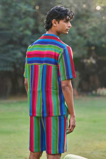 Dash And Dot Serape Stripe Print Shorts Set 