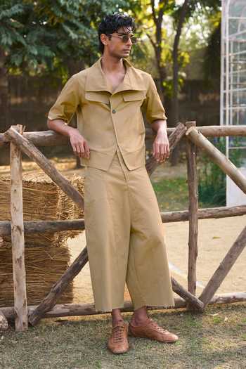 Dash And Dot Architectural Collared Shirt With Pant 