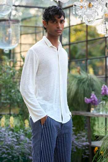 Buy Dash And Dot Ivory Cotton, Hemp Knitted Shirt Online at Aza Fashions Buy_Dash And Dot_Ivory Cotton, Hemp Knitted Shirt _Online_at_Aza_Fashions