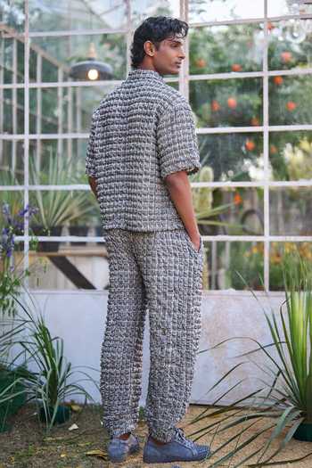 Dash And Dot Bubble Jacquard Knitted Shirt & Pant Set 