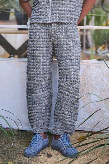 Buy Dash And Dot Blue Polyester Bubble Jacquard Knitted Shirt And Pant Set Buy_Dash And Dot_Blue Polyester Bubble Jacquard Knitted Shirt And Pant Set
