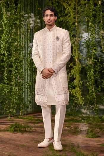 Jigar & Nikita Naksh The Ivory Tapestry Sherwani Set 