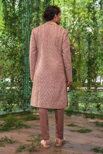 Shop Jigar & Nikita Brown Velvet, Satin Yuvraj The Imperial Realm Sherwani Set at Aza Fashions Shop_Jigar & Nikita_Brown Velvet, Satin Yuvraj The Imperial Realm Sherwani Set _at_Aza_Fashions