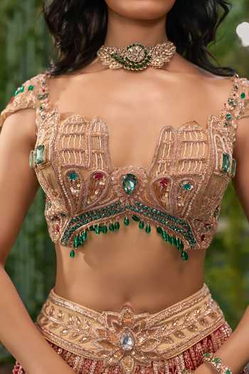 Jigar & Nikita_Multi Color Silk, Tulle, Organza Sweetheart Padma The Lotus Legacy Lehenga Set _Online_at_Aza_Fashions
