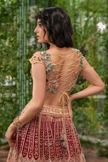 Buy_Jigar & Nikita_Multi Color Silk, Tulle, Organza Sweetheart Padma The Lotus Legacy Lehenga Set _Online_at_Aza_Fashions