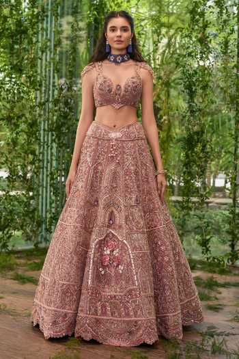 Buy Jigar & Nikita Pink Organza, Tulle Sweetheart Neck Muktika The Pearl Blossom Lehenga Set Online at Aza Fashions Buy_Jigar & Nikita_Pink Organza, Tulle Sweetheart Neck Muktika The Pearl Blossom Lehenga Set _Online_at_Aza_Fashions
