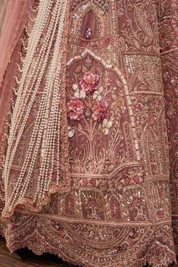Shop Jigar & Nikita Pink Organza, Tulle Sweetheart Neck Muktika The Pearl Blossom Lehenga Set Online at Aza Fashions Shop_Jigar & Nikita_Pink Organza, Tulle Sweetheart Neck Muktika The Pearl Blossom Lehenga Set _Online_at_Aza_Fashions