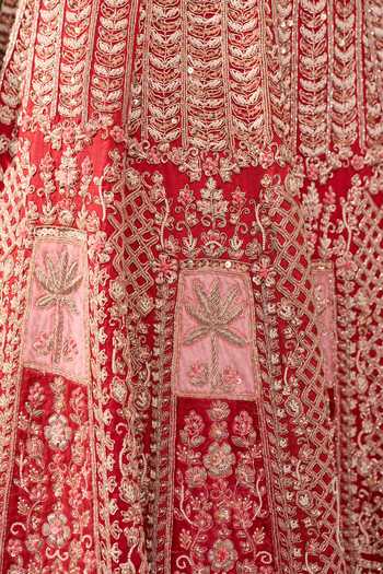 Shop Jigar & Nikita Red Silk, Tulle Sweetheart Neck Raga The Scarlet Heirloom Lehenga Set Shop_Jigar & Nikita_Red Silk, Tulle Sweetheart Neck Raga The Scarlet Heirloom Lehenga Set