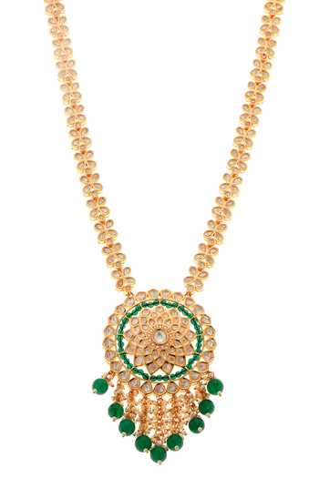 Buy Minaki Green Polki And Kundan Embellished Necklace Set Online at Aza Fashions Buy_Minaki_Green Polki And Kundan Embellished Necklace Set _Online_at_Aza_Fashions