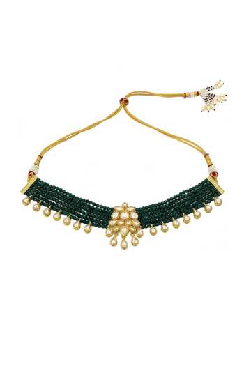 Buy Minaki Green Kundan Embellished Necklace Set Online at Aza Fashions Buy_Minaki_Green Kundan Embellished Necklace Set _Online_at_Aza_Fashions