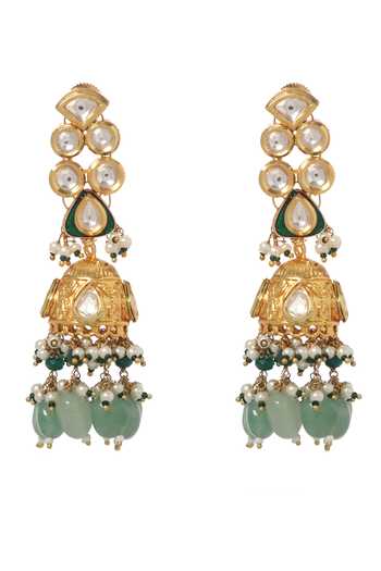 Minaki Green Kundan Embellished Necklace Set Online at Aza Fashions Minaki_Green Kundan Embellished Necklace Set _Online_at_Aza_Fashions