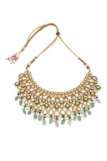 Buy Minaki Green Kundan Embellished Necklace Set Online at Aza Fashions Buy_Minaki_Green Kundan Embellished Necklace Set _Online_at_Aza_Fashions