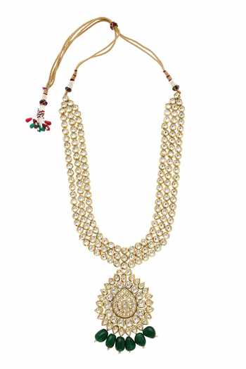 Minaki Green Kundan Embellished Long Necklace Set Online at Aza Fashions Minaki_Green Kundan Embellished Long Necklace Set _Online_at_Aza_Fashions