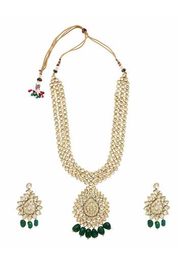 Minaki Kundan Embellished Long Necklace Set