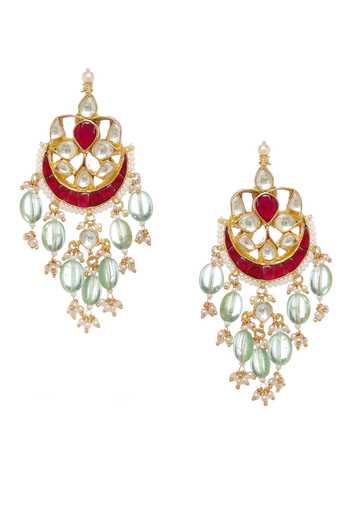 Minaki Green Polki And Kundan Studded Necklace Set Online at Aza Fashions Minaki_Green Polki And Kundan Studded Necklace Set _Online_at_Aza_Fashions