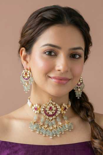 Minaki Polki & Kundan Studded Necklace Set