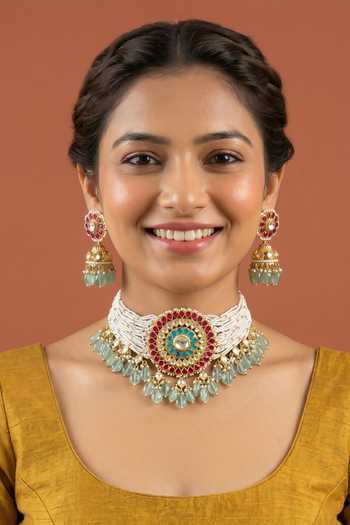 Minaki Polki & Kundan Studded Choker Set
