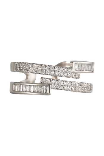 Prihan Luxury Jewelry Silver Plated Imitation Diamond Studded Ring Online at Aza Fashions Prihan Luxury Jewelry_Silver Plated Imitation Diamond Studded Ring _Online_at_Aza_Fashions