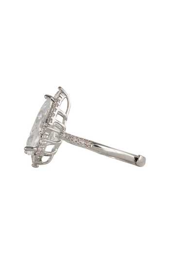 Prihan Luxury Jewelry Silver Plated Pear Shaped Ring Online at Aza Fashions Prihan Luxury Jewelry_Silver Plated Pear Shaped Ring _Online_at_Aza_Fashions