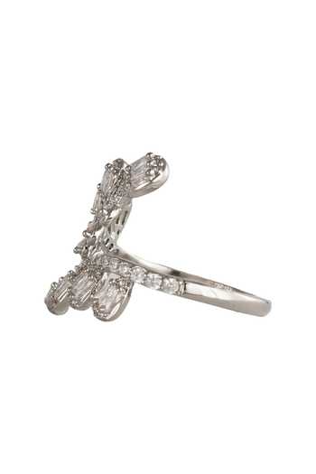 Prihan Luxury Jewelry Silver Plated Stems Shaped Ring Online at Aza Fashions Prihan Luxury Jewelry_Silver Plated Stems Shaped Ring _Online_at_Aza_Fashions
