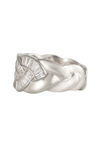 Prihan Luxury Jewelry Silver Plated Ribbon Interlock Ring Online at Aza Fashions Prihan Luxury Jewelry_Silver Plated Ribbon Interlock Ring _Online_at_Aza_Fashions