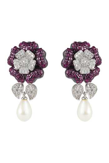Prihan Luxury Jewelry Pink Gemstone Embellished Earrings Online at Aza Fashions Prihan Luxury Jewelry_Pink Gemstone Embellished Earrings _Online_at_Aza_Fashions