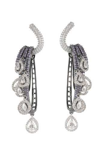 Prihan Luxury Jewelry White Imitation Diamond Embellished Earrings Online at Aza Fashions Prihan Luxury Jewelry_White Imitation Diamond Embellished Earrings _Online_at_Aza_Fashions