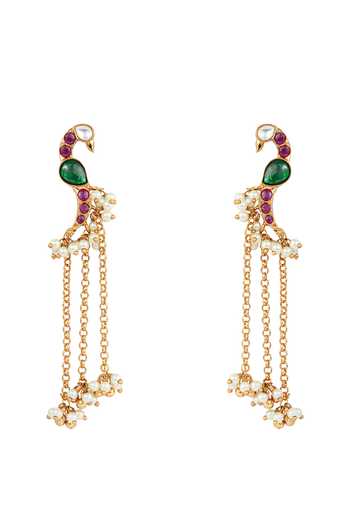 Prihan Luxury Jewelry Multi Color Peacock Embellished Hasli Necklace Set Online at Aza Fashions Prihan Luxury Jewelry_Multi Color Peacock Embellished Hasli Necklace Set _Online_at_Aza_Fashions