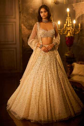 Seema Gujral Pearl Embellished Bridal Lehenga Set