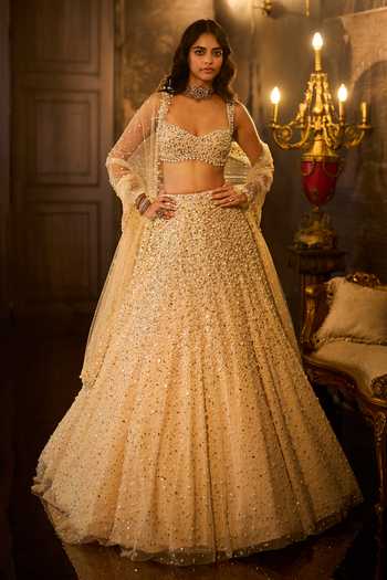 Seema Gujral Pearl Embellished Bridal Lehenga Set