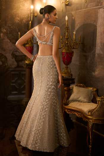 Seema Gujral Floral Embroidered Bridal Lehenga Set